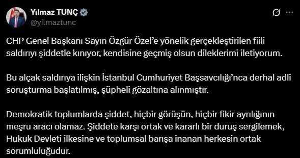 Adalet Bakanı Yılmaz Tunç, CHP Genel Başkanı Özgür Özel'e yapılan