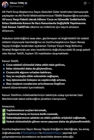 Adalet Bakanı Yılmaz Tunç,