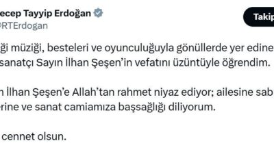 Cumhurbaşkanı Recep Tayyip Erdoğan, vefat eden sanatçı İlhan Şeşen için