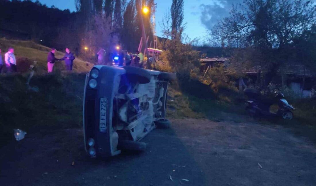 Devrilen otomobildeki 1 kişi yaralandı İskilip ilçesinde meydana gelen