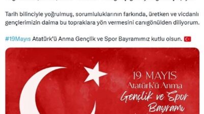 Emine Erdoğan, 19 Mayıs için umut dolu bir mesaj paylaştı.