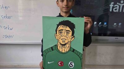 Ortaokul öğrencisi Muhammed Ünsal, Fernando Muslera’yı resmetti ve resmini elden