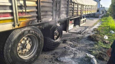 Sungurlu'da tır dorsesinde çıkan yangına müdahale etmek isteyen Ali Erkan