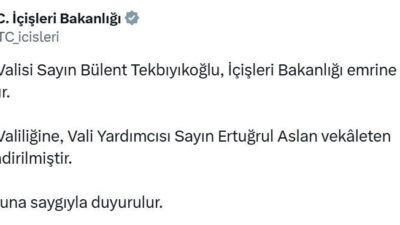 Tunceli Valisi Bülent Tekbıyıkoğlu, İçişleri Bakanlığı emrine alınmıştır. Vali Yardımcısı