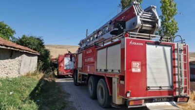 Çorum'un Alaca ilçesine bağlı Geven köyünde çıkan yangın, rüzgarın etkisiyle