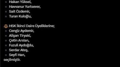 Adalet Bakanı Tunç, HSK Genel Kurulunda Turan Kuloğlu'nu Birinci Daire