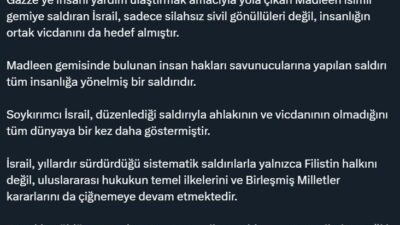 Adalet Bakanı Yılmaz Tunç, Madleen gemisine yapılan saldırıya ilişkin İsrail'e