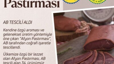 Afyon Pastırması, coğrafi işaret tescili alarak Avrupa Birliği’nde önemli bir