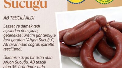 Afyon sucuğunun Avrupa Birliği'nden coğrafi işaret tescili aldığını duyuran Tarım