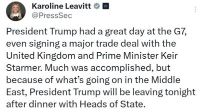 ABD Başkanı Donald Trump, Orta Doğu'daki gelişmeler nedeniyle Kanada'daki G7