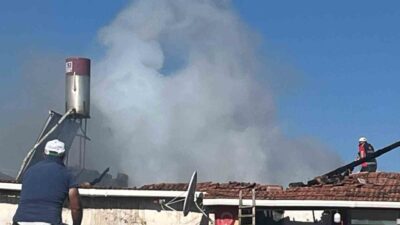 Yozgat'ın Saraykent ilçesindeki Çiçekli köyünde meydana gelen yangın, ahırda büyük