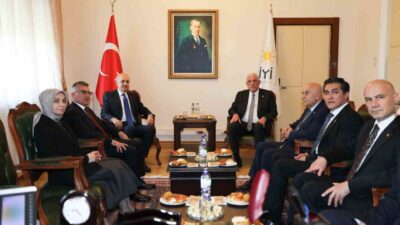 TBMM Başkanı Numan Kurtulmuş, İYİ Parti Genel Başkanı Müsavat Dervişoğlu'nu