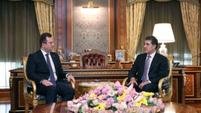 IKBY Başkanı Neçirvan Barzani, Türkiye'nin Erbil Başkonsolosu Erman Topçu'yu kabul