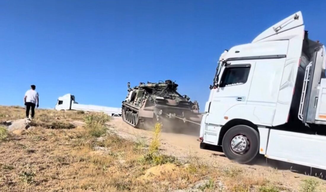 Yolda kalan tırların imdadına zırhlı tank yetişti Ankara’daki tırlar, ağır yükleri
