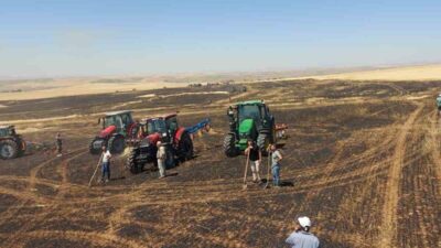 Yozgat'ın Sorgun ve Sarıkaya ilçelerinde çıkan yangında 100 dönümlük buğday