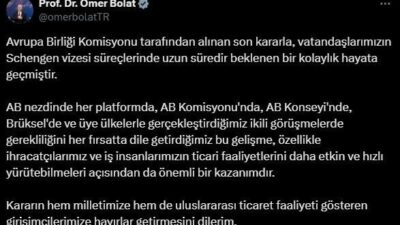 Ticaret Bakanı Ömer Bolat, AB Komisyonu'nun Schengen vizesi süreçlerinde getirdiği