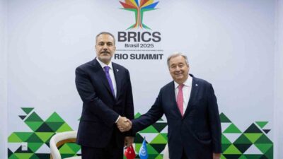 Hakan Fidan, BRICS Zirvesi'nde BM Genel Sekreteri Antonio Guterres ile