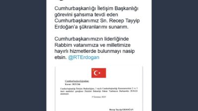 Dışişleri Bakan Yardımcısı Burhanettin Duran, Cumhurbaşkanı Recep Tayyip Erdoğan tarafından