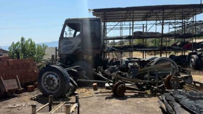 Çorum’un Osmancık ilçesinde trafonun patlaması sonucu çıkan yangında arı kovanları