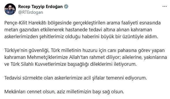 Cumhurbaşkanı Erdoğan, Pençe-Kilit Harekatı