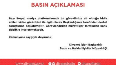 Diyanet İşleri Başkanlığı, sosyal medyada bir personeline ait rüşvet iddialı