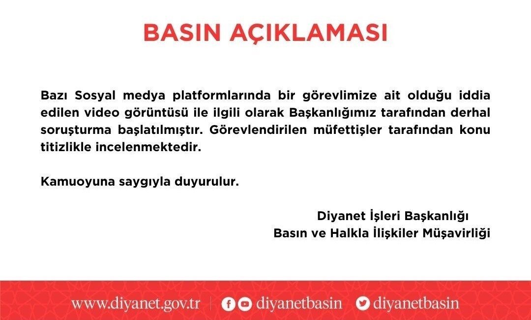 Diyanet İşleri Başkanlığı, sosyal medyada bir personeline ait rüşvet iddialı