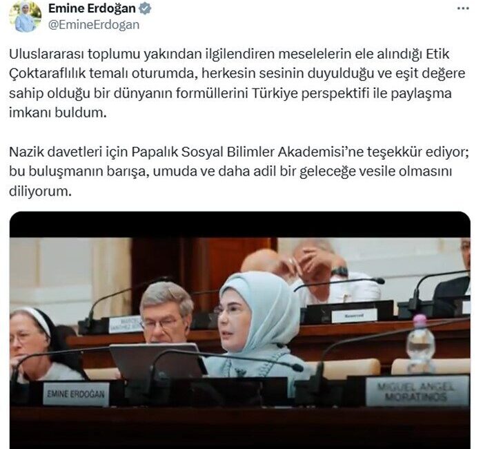 Emine Erdoğan’dan “Kardeşlik Temelli Ekonomi: Etik Çok Taraflılık” konferansına ilişkin paylaşım Cumhurbaşkanı Recep Tayyip Erdoğan’ın
