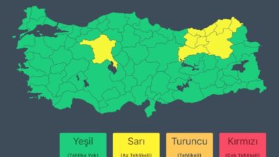 İçişleri Bakanlığı, 16 Temmuz 2025 tarihinde 9 il için sarı