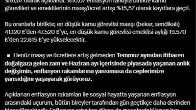 Memur-Sen Genel Başkanı Ali Yalçın, enflasyon farkının kayıpları telafi etmediğini,