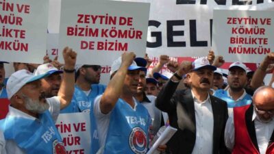 Milaslı muhtarlar ve TES-İŞ Sendikası yeni Maden Yasası'na destek vererek