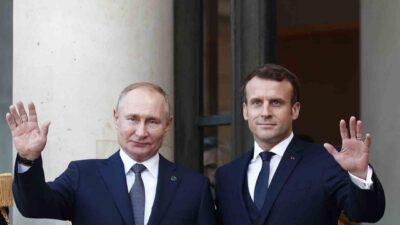 Rusya Devlet Başkanı Vladimir Putin ve Fransa Cumhurbaşkanı Emmanuel Macron,
