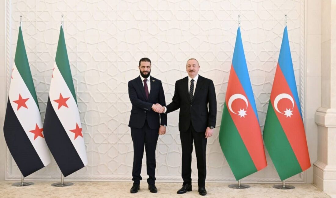 Suriye Devlet Başkanı Ahmed eş-Şara, Azerbaycan Cumhurbaşkanı İlham Aliyev ile