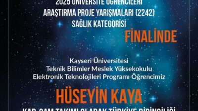 Hüseyin Kaya, TEKNOFEST'te Sağlık kategorisinde Kap-Cam takımıyla Türkiye birincisi oldu.
