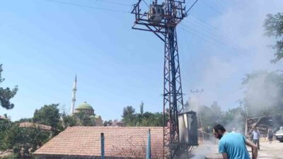 Çorum'un Osmancık ilçesindeki Kargı köyünde, trafoda çıkan yangın kısa sürede