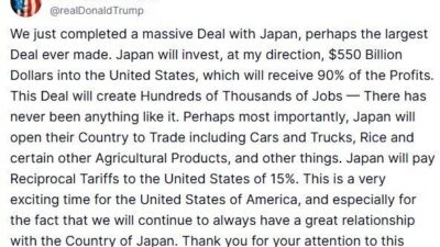ABD Başkanı Donald Trump, Japonya ile yüzde 15 karşılıklı gümrük