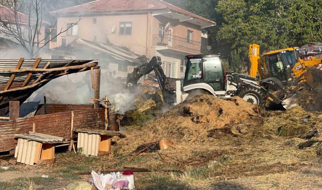 Ankara'nın Kızılcahamam ilçesinde Murat Gencer'e ait besi çiftliğinde çıkan yangın