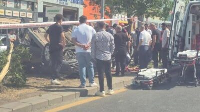 Ankara'nın Yenimahalle ilçesinde meydana gelen trafik kazasında, sürücüsünün kontrolünü kaybettiği
