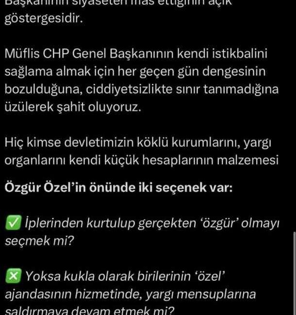 Adalet Bakanı Tunç, CHP Genel Başkanı Özgür Özel'in yargı mensuplarına