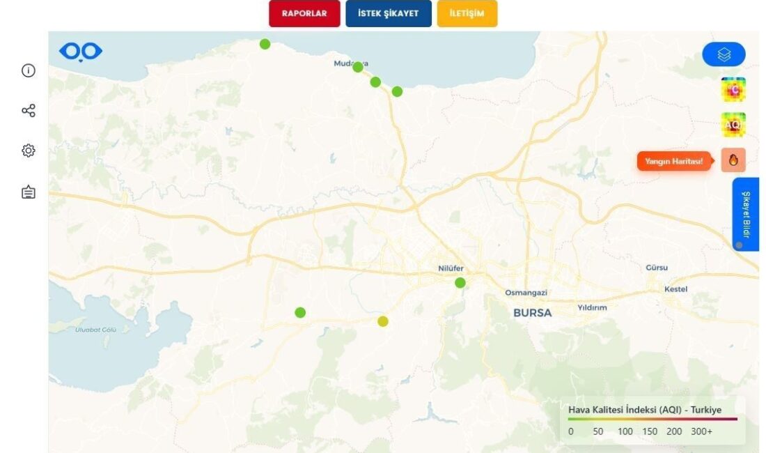 Bursa Büyükşehir Belediyesi, hava kalitesi izleme sistemine yangın izleme sistemini