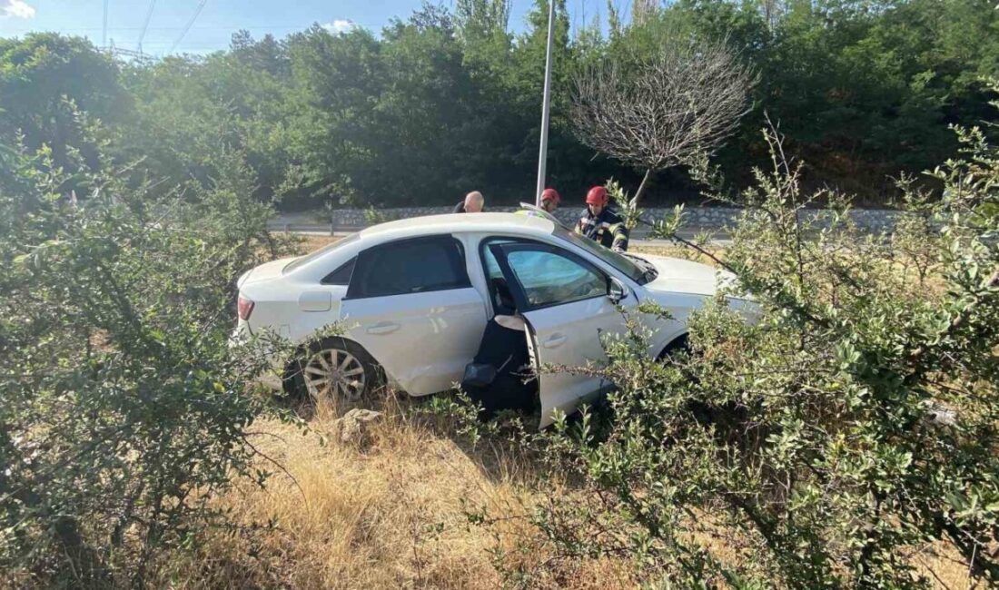 Çorum'da meydana gelen kazada Fethi Ç. yönetimindeki otomobilin bordür taşlarına