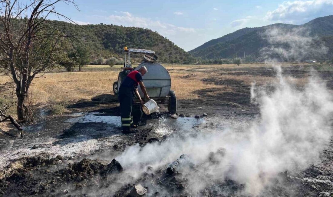 Osmancık'ın Danişment köyünde çıkan tarla yangını, hızlı müdahale ile büyümeden