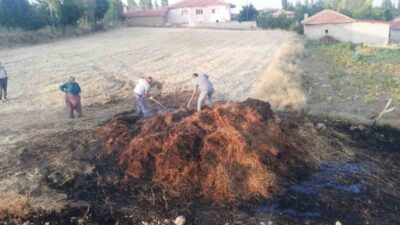 Çorum'un Sungurlu ilçesinde bir tarla yangını meydana geldi. 300 balya