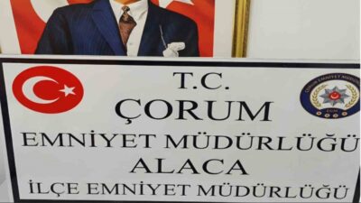 Çorum'un Alaca ilçesinde uyuşturucu operasyonu düzenleyen polis ekipleri, E.O.T. isimli