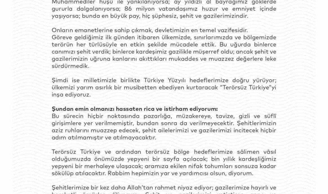 Cumhurbaşkanı Erdoğan, "Terörsüz Türkiye" için şehit ve gazi ailelerine özel
