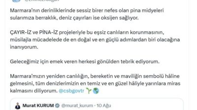 Emine Erdoğan, Marmara Denizi'ndeki ÇAYIR-İZ ve PİNA-İZ projelerinin deniz canlılarını