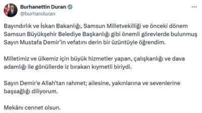 Cumhurbaşkanlığı İletişim Başkanı Burhanettin Duran, Mustafa Demir'i kaybettiklerinden dolayı derin