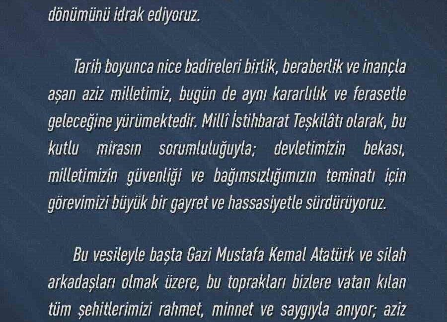 MİT Başkanı İbrahim Kalın, 30 Ağustos Zafer Bayramı'nda milli birlik