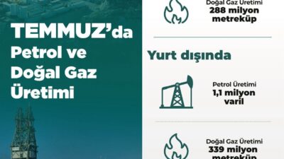 Temmuz'da Türkiye'nin sahalarında 4 milyon varil petrol ve 288 milyon