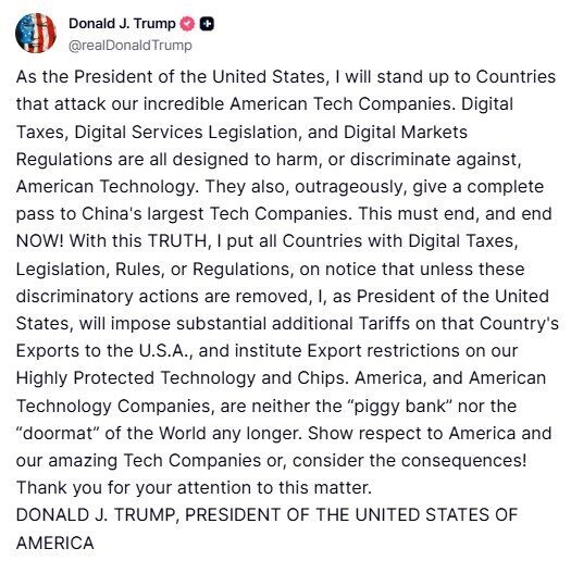 ABD Başkanı Donald Trump, dijital vergi uygulamalarıyla dijital şirketlere zarar
