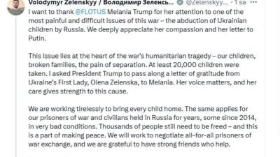 Ukrayna Devlet Başkanı Zelenskiy, Melania Trump'a gönderdiği mektuptaki çocuk kaçırma